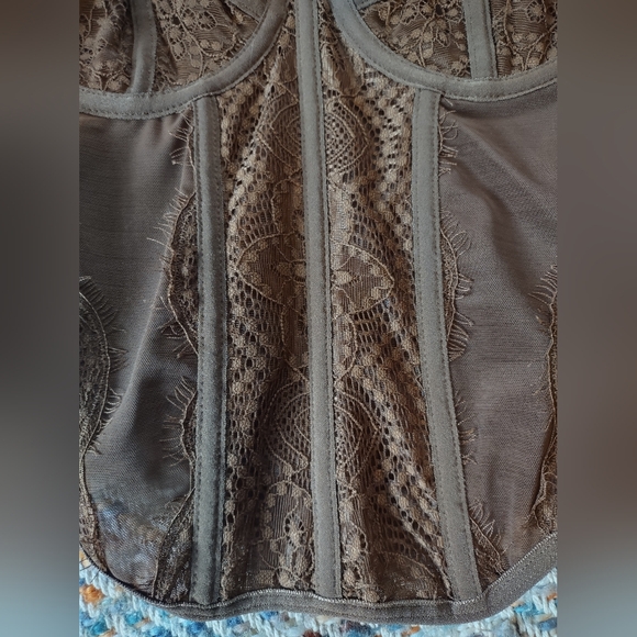 Brown Lace Bustier Corset Top - Picture 7 of 7